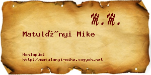 Matulányi Mike névjegykártya